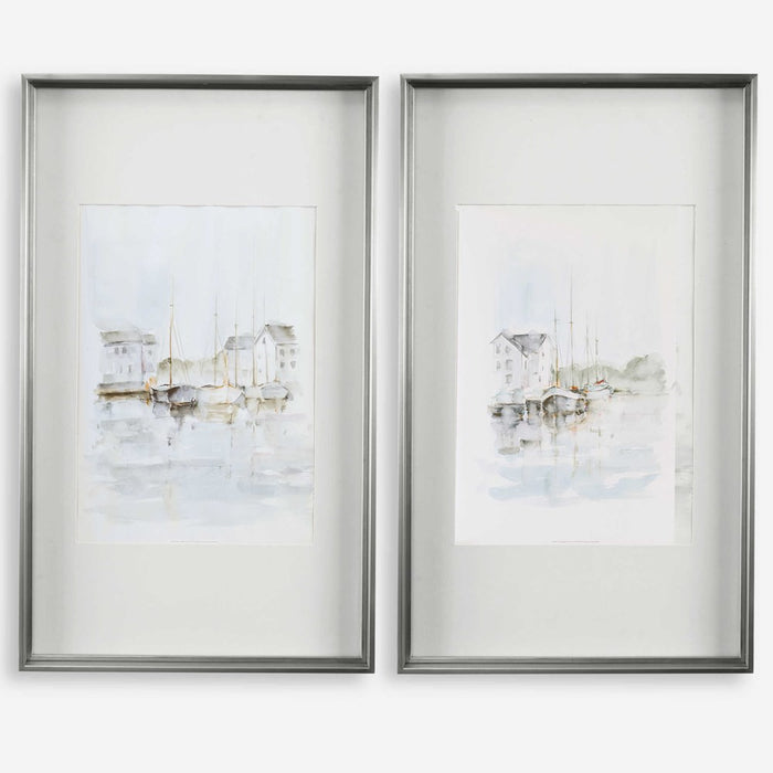 NEW ENGLAND PORT FRAMED PRINTS, S/2