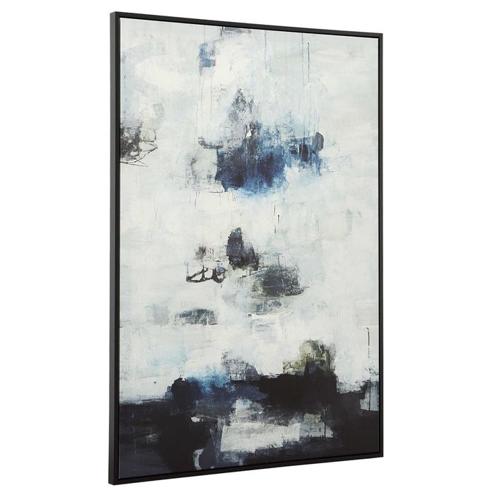 BLACK AND BLUE FRAMED CANVAS