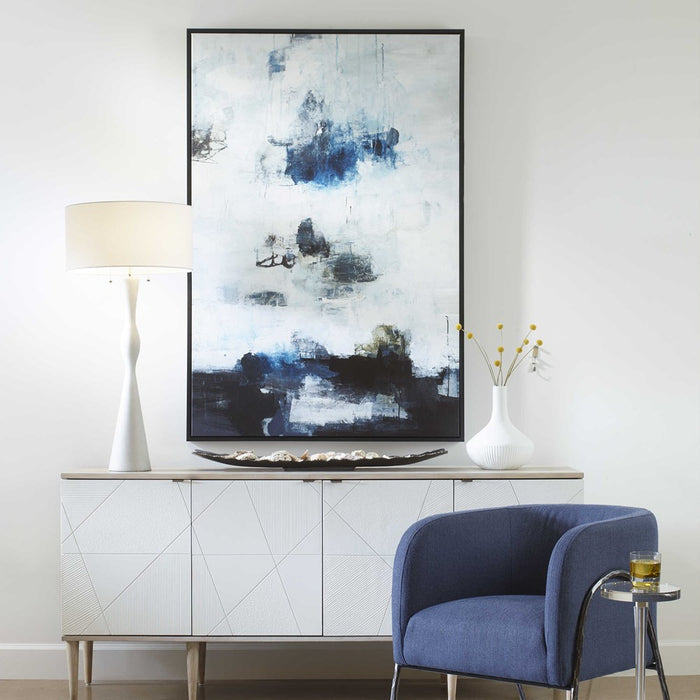 BLACK AND BLUE FRAMED CANVAS