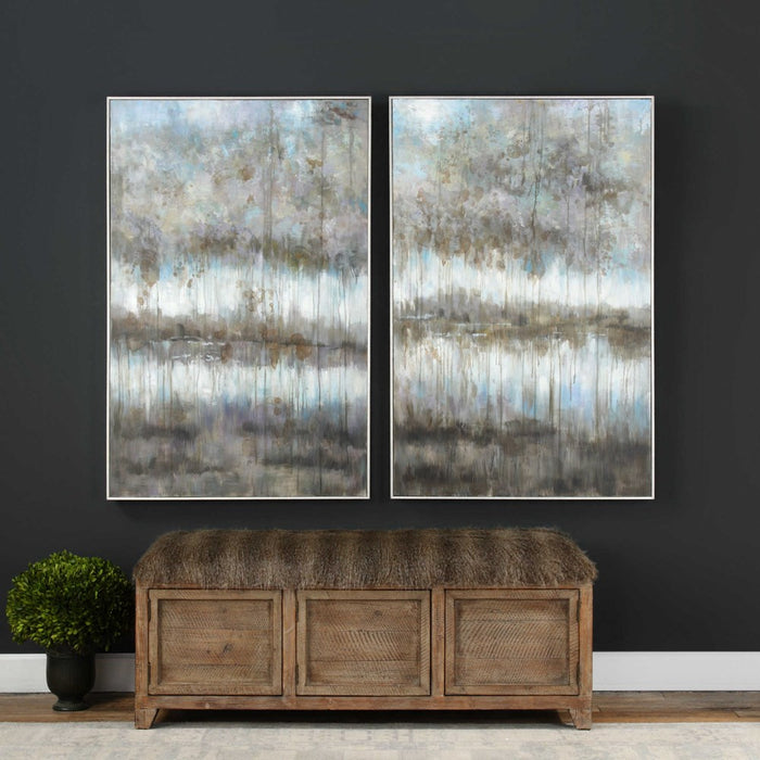 GRAY REFLECTIONS HAND PAINTED CANVASES, S/2