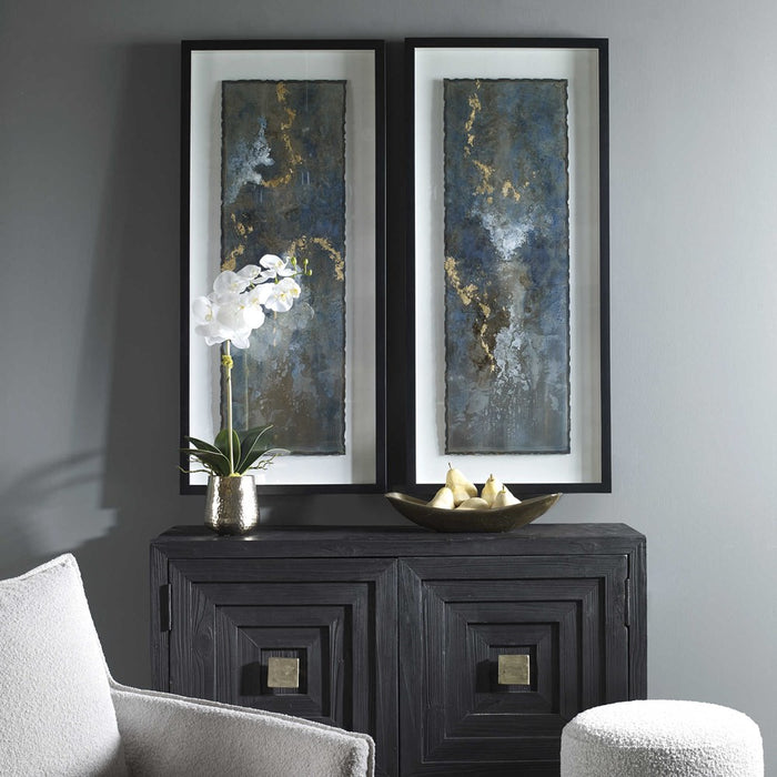 GLIMMERING AGATE FRAMED PRINTS, S/2