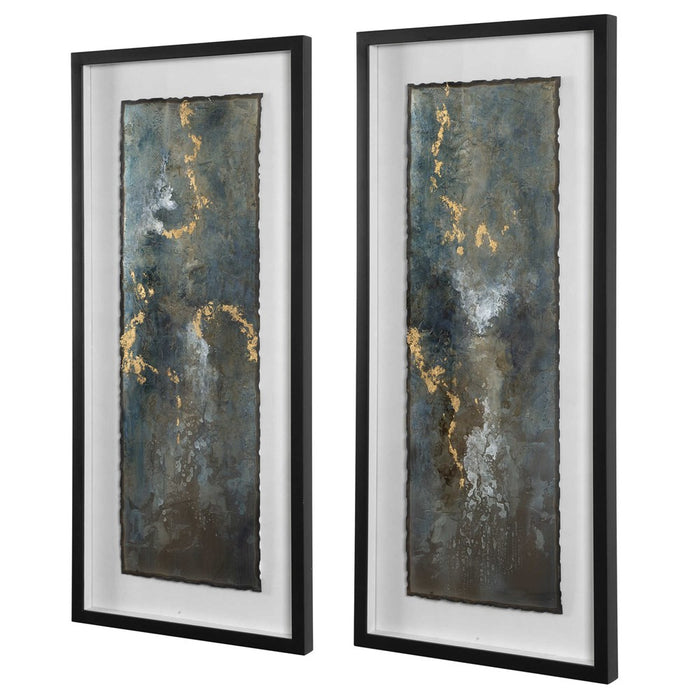 GLIMMERING AGATE FRAMED PRINTS, S/2