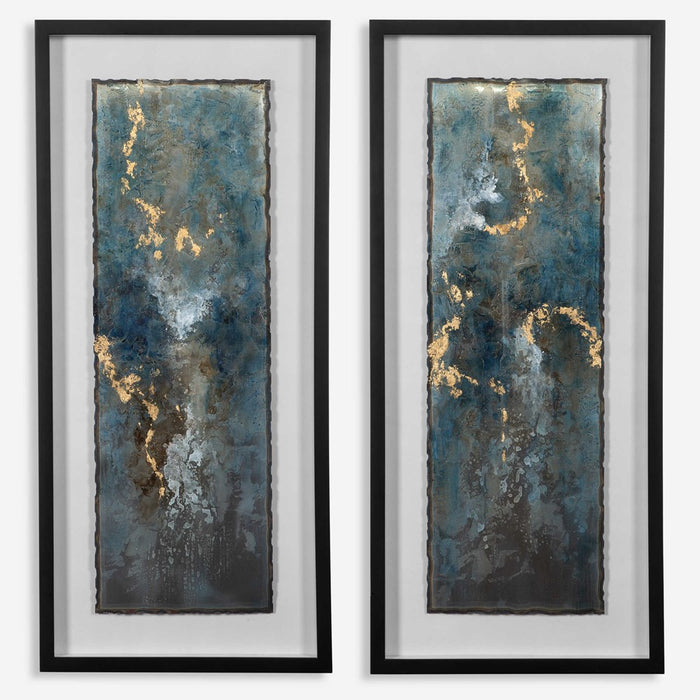 GLIMMERING AGATE FRAMED PRINTS, S/2