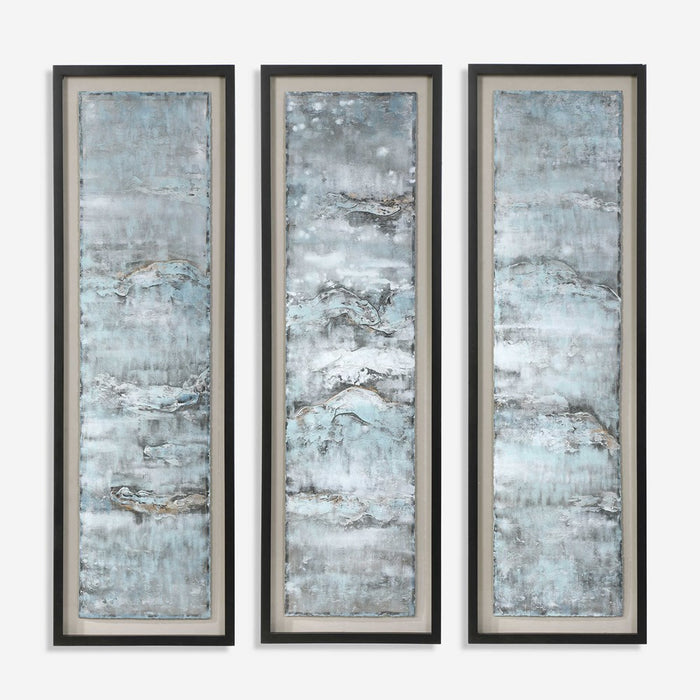 OCEAN SWELL FRAMED PRINTS, S/3, 3 CARTONS