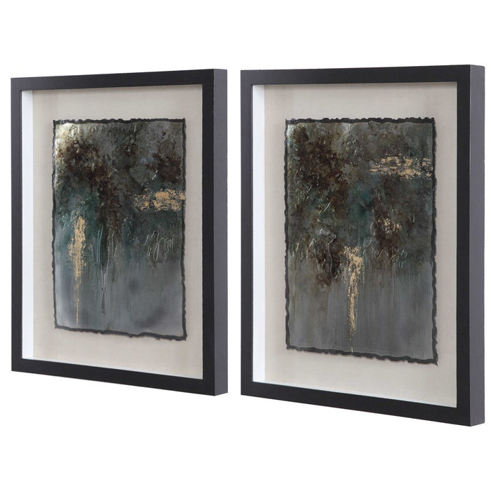 RUSTIC PATINA FRAMED PRINTS, S/2