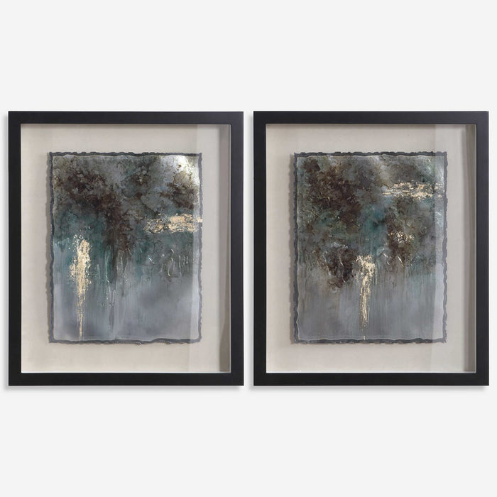 RUSTIC PATINA FRAMED PRINTS, S/2