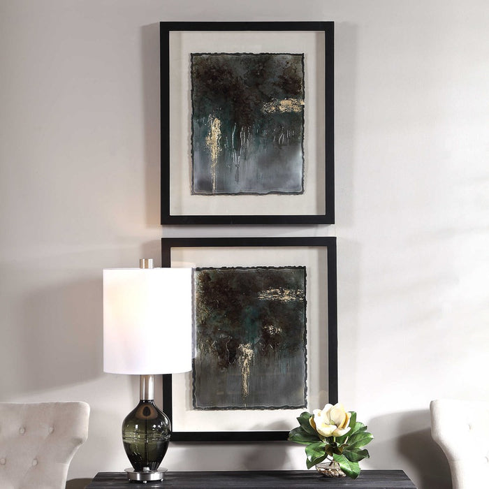 RUSTIC PATINA FRAMED PRINTS, S/2