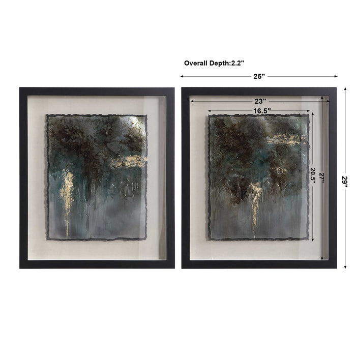 RUSTIC PATINA FRAMED PRINTS, S/2