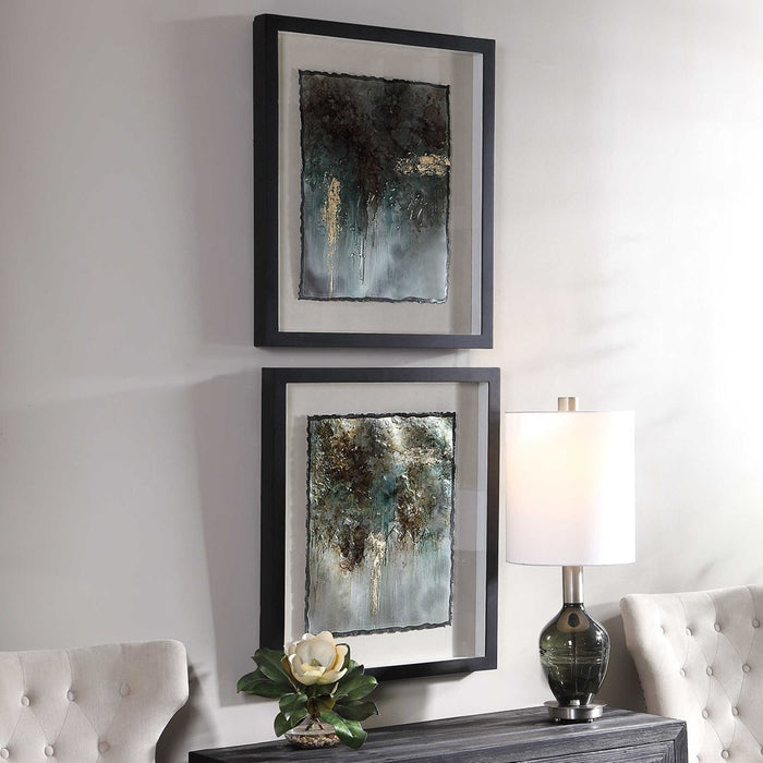 RUSTIC PATINA FRAMED PRINTS, S/2