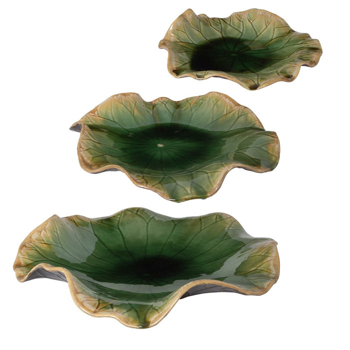 ABELLA CERAMIC WALL DECOR, GREEN, S/3