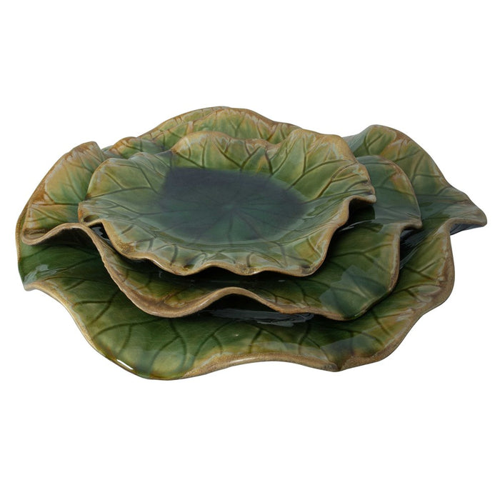 ABELLA CERAMIC WALL DECOR, GREEN, S/3