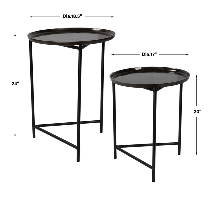 BURNETT NESTING TABLES, DARK NICKEL, S/2