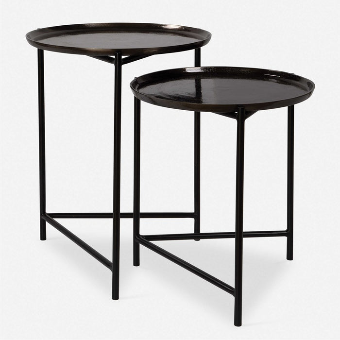 BURNETT NESTING TABLES, DARK NICKEL, S/2