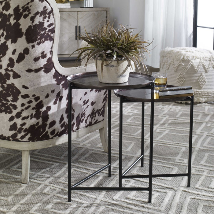 BURNETT NESTING TABLES, DARK NICKEL, S/2