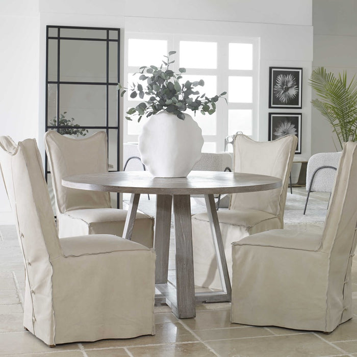 DELROY ARMLESS CHAIR, STONE IVORY, 2 PER BOX, PRICED EACH