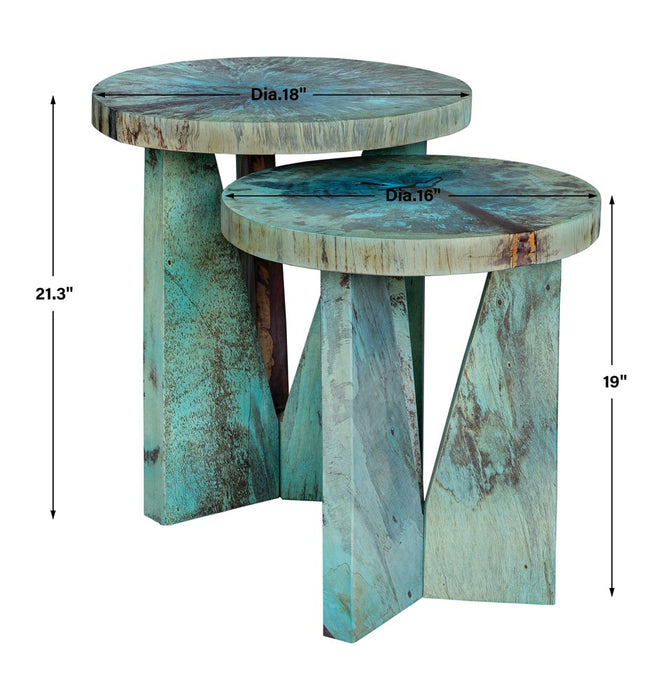 NADETTE NESTING TABLES, BLUE, S/2