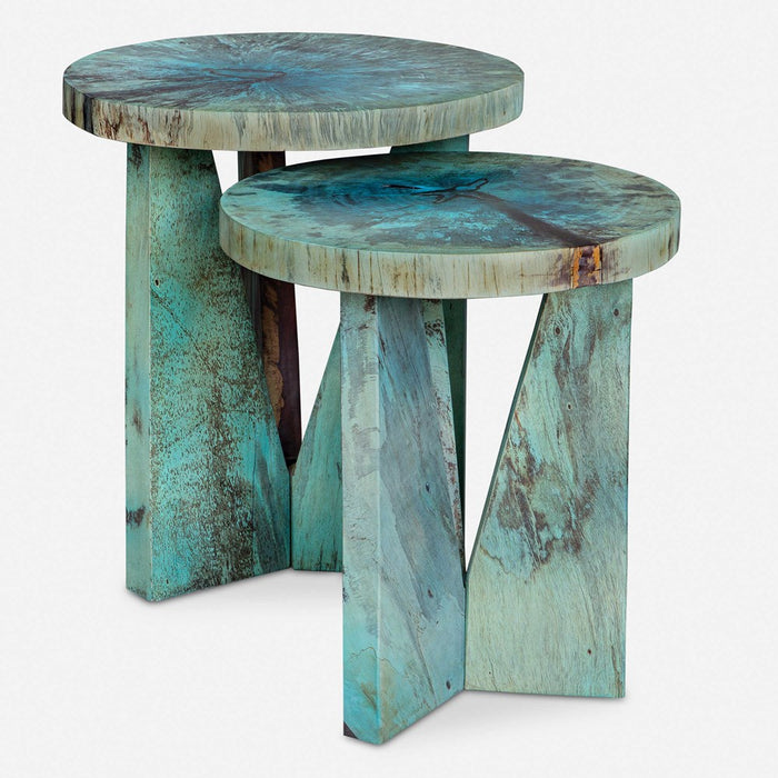 NADETTE NESTING TABLES, BLUE, S/2