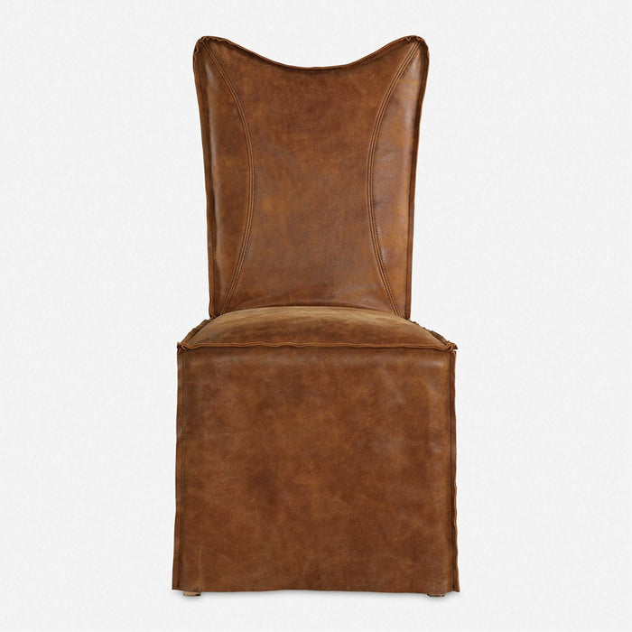 DELROY ARMLESS CHAIR, COGNAC, 2 PER BOX, PRICED EACH