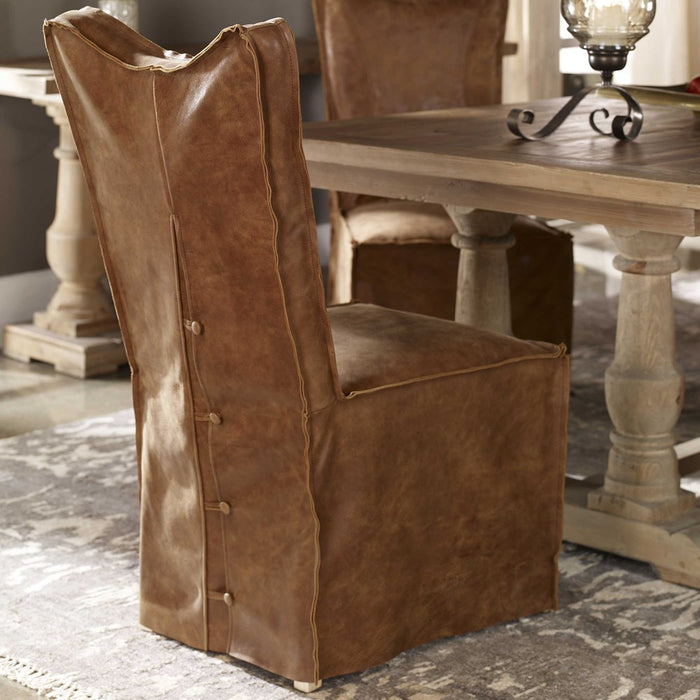 DELROY ARMLESS CHAIR, COGNAC, 2 PER BOX, PRICED EACH