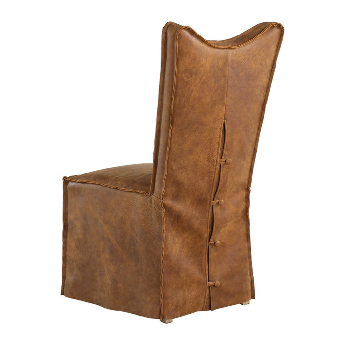 DELROY ARMLESS CHAIR, COGNAC, 2 PER BOX, PRICED EACH