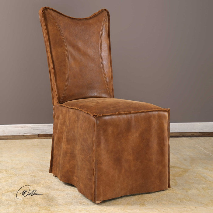 DELROY ARMLESS CHAIR, COGNAC, 2 PER BOX, PRICED EACH