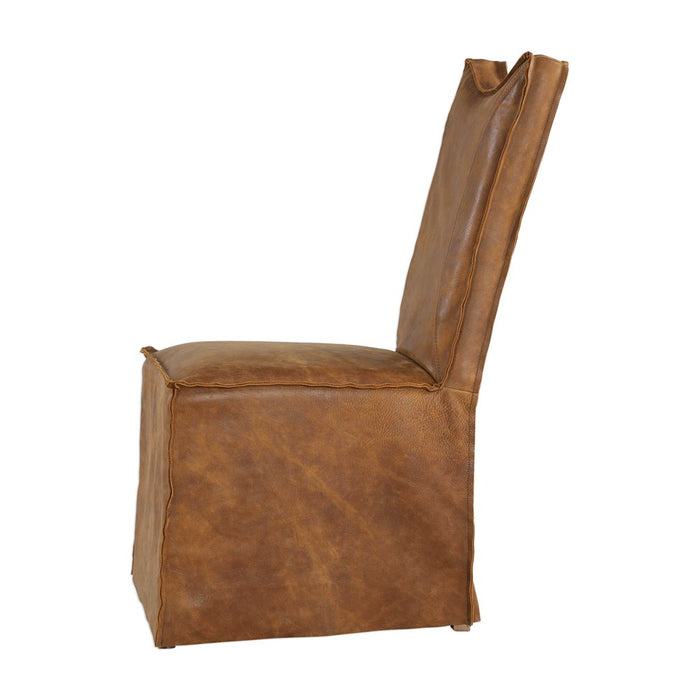 DELROY ARMLESS CHAIR, COGNAC, 2 PER BOX, PRICED EACH