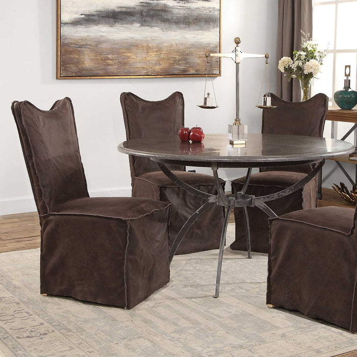 DELROY ARMLESS CHAIR, CHOCOLATE, 2 PER BOX, PRICED EACH