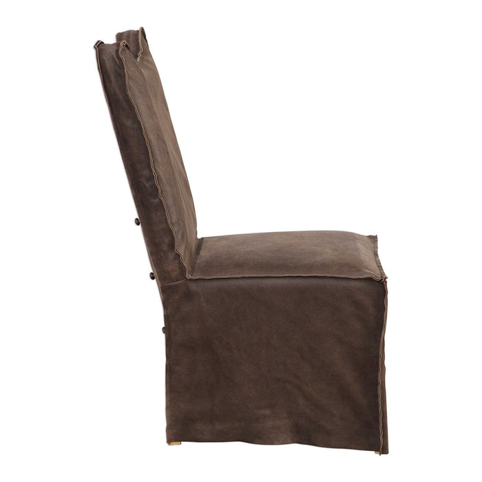 DELROY ARMLESS CHAIR, CHOCOLATE, 2 PER BOX, PRICED EACH