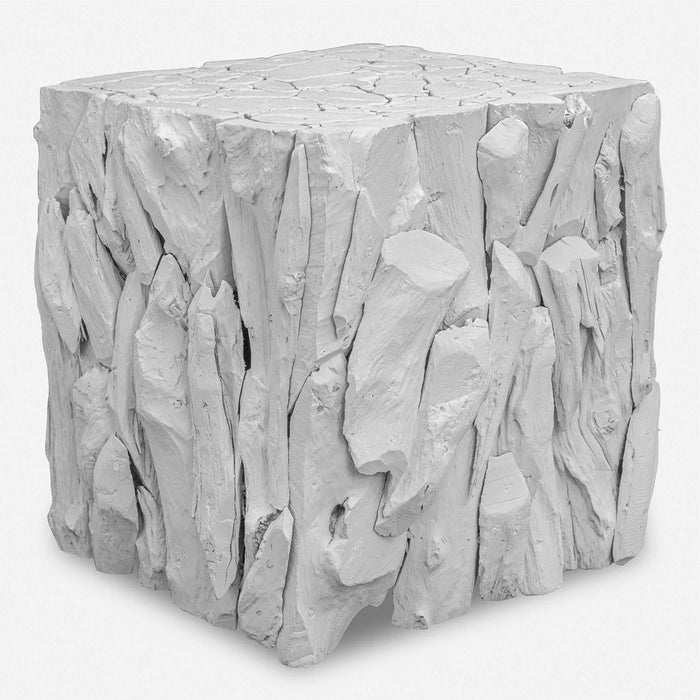 TEAK ROOT BUNCHING CUBE, WHITE