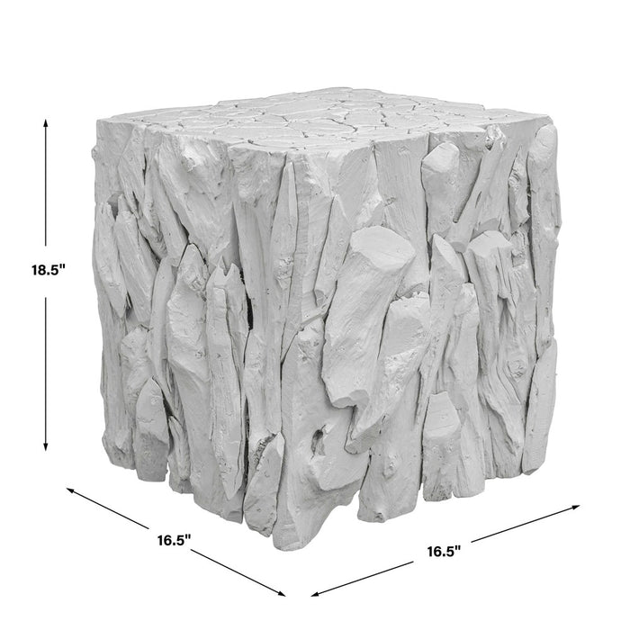 TEAK ROOT BUNCHING CUBE, WHITE