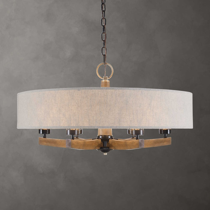 WOODALL, 6 LT CHANDELIER