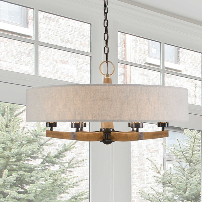 WOODALL, 6 LT CHANDELIER