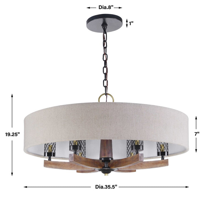 WOODALL, 6 LT CHANDELIER