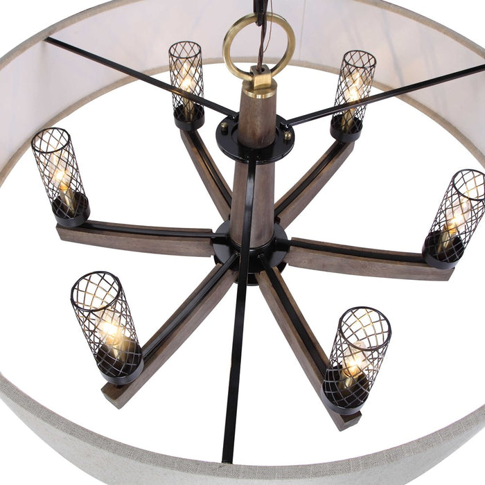 WOODALL, 6 LT CHANDELIER