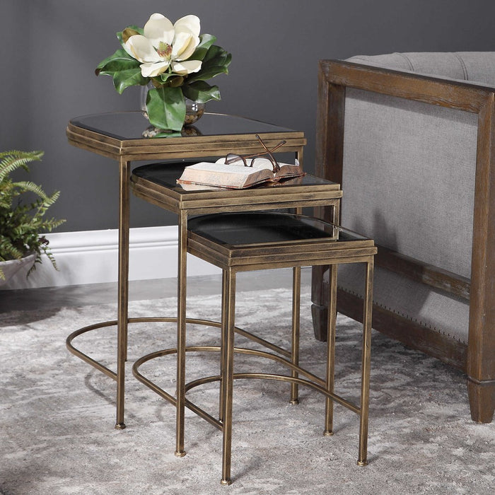 INDIA NESTING TABLES, GOLD, S/3