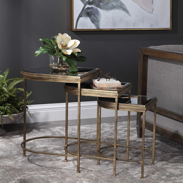 INDIA NESTING TABLES, GOLD, S/3