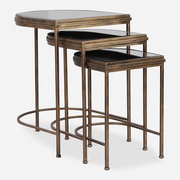 INDIA NESTING TABLES, GOLD, S/3