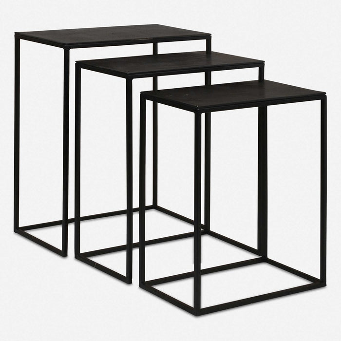 COREENE NESTING TABLES, BLACK, S/3