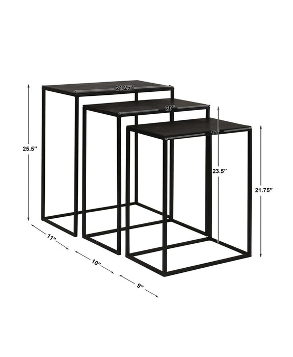 COREENE NESTING TABLES, BLACK, S/3