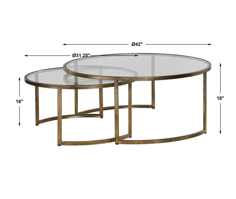 RHEA NESTING COFFEE TABLES, GOLD, S/2