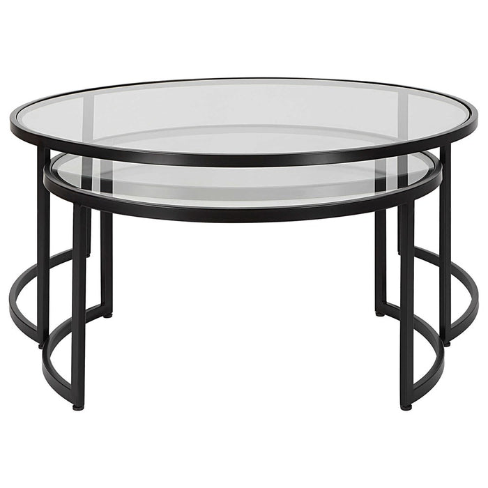 RHEA NESTING COFFEE TABLES, BLACK, S/2