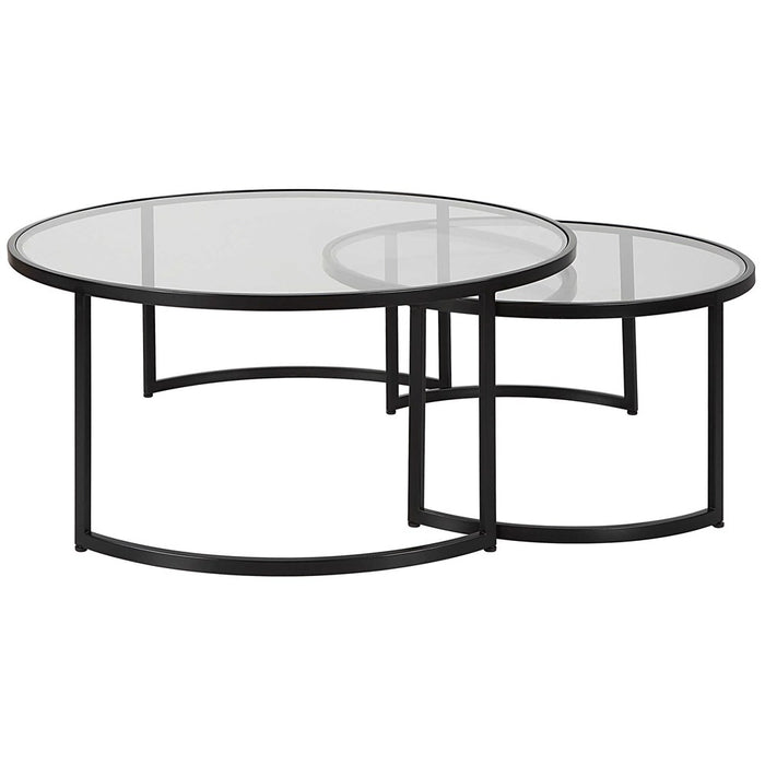 RHEA NESTING COFFEE TABLES, BLACK, S/2