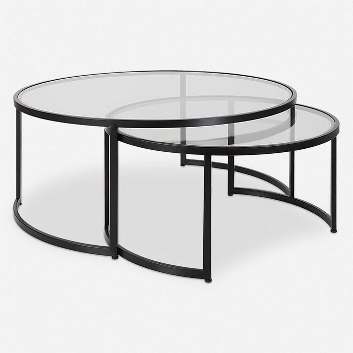 RHEA NESTING COFFEE TABLES, BLACK, S/2