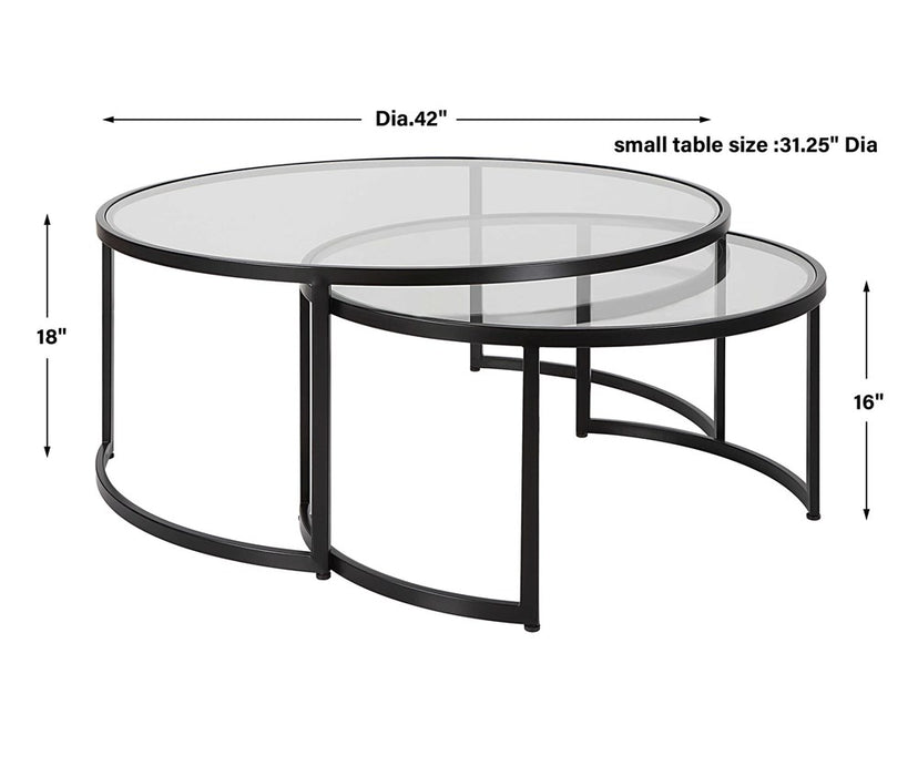 RHEA NESTING COFFEE TABLES, BLACK, S/2