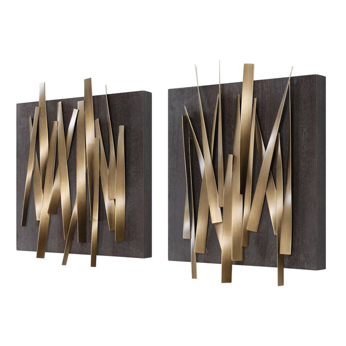 CROSSHATCH METAL WALL DECOR, S/2