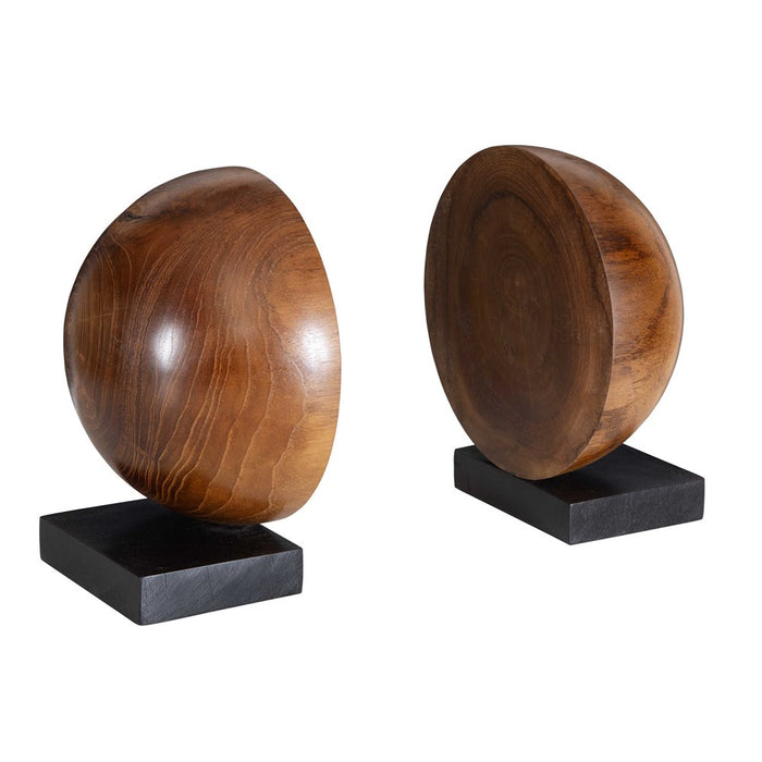 TEAK AND NOIR BOOKENDS, S/2