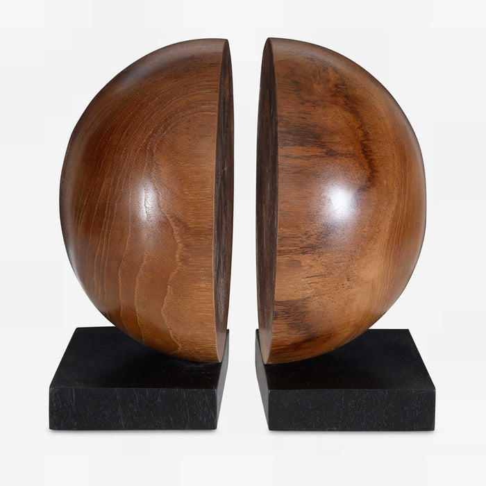 TEAK AND NOIR BOOKENDS, S/2