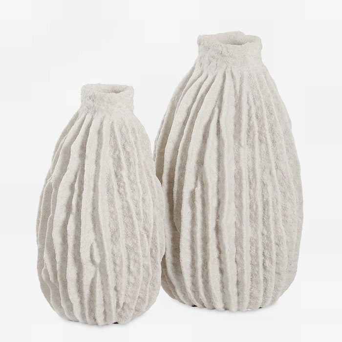 IVORY RIDGE VASES, S/2