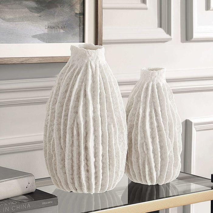 IVORY RIDGE VASES, S/2