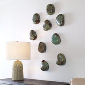 Pebbles Wood Wall Decor, Aqua, S/9